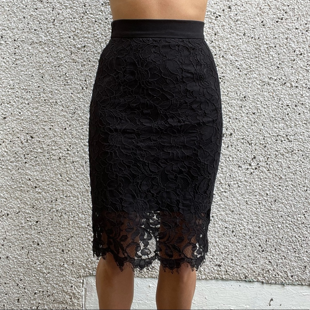 Lace knee length skirt
